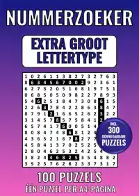 NUMMERZOEKER EXTRA GROOT LETTERTYPE - 100 PUZZELS - EEN PUZZ