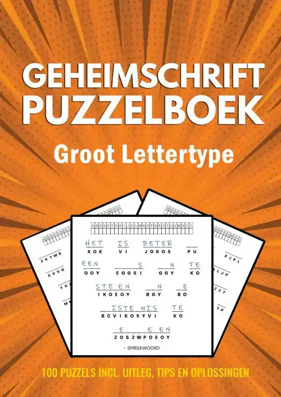 GEHEIMSCHRIFT PUZZELBOEK - GROOT LETTERTYPE - 100 PUZZELS -