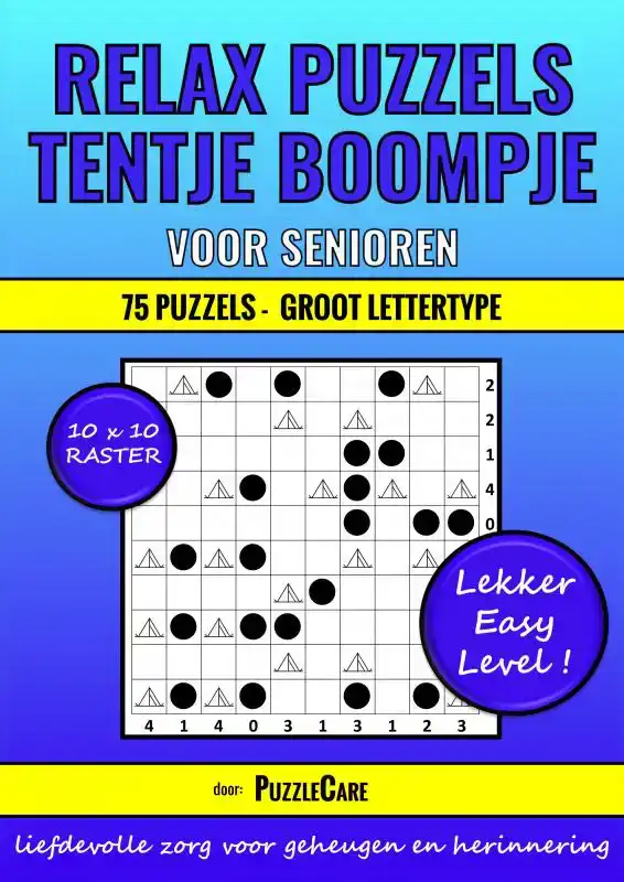 RELAX PUZZELBOEK: TENTJE BOOMPJE VOOR SENIOREN 10X10 RASTER