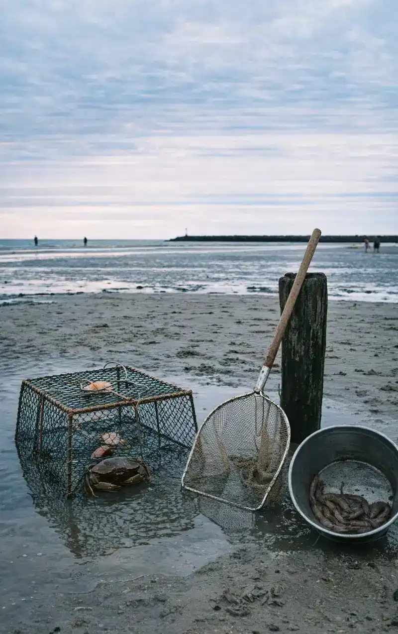 KRABBEN EN GARNALEN VANGEN AAN DE KUST