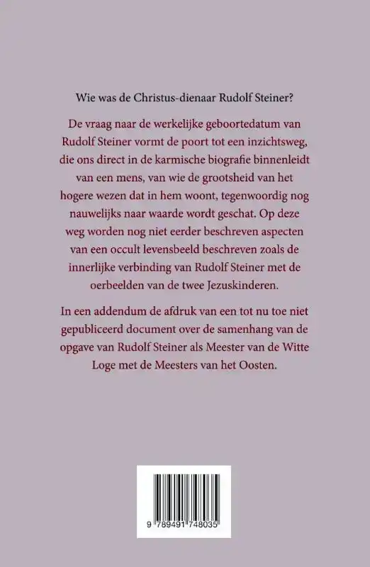 RUDOLF STEINER - MEESTER VAN DE WITTE LOGE