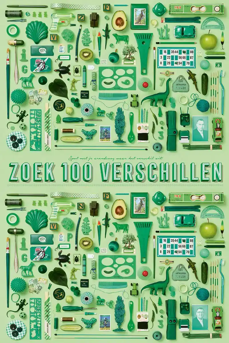 STRATIER XL SPELPOSTER - ZOEK 100 VERSCHILLEN (GROEN)