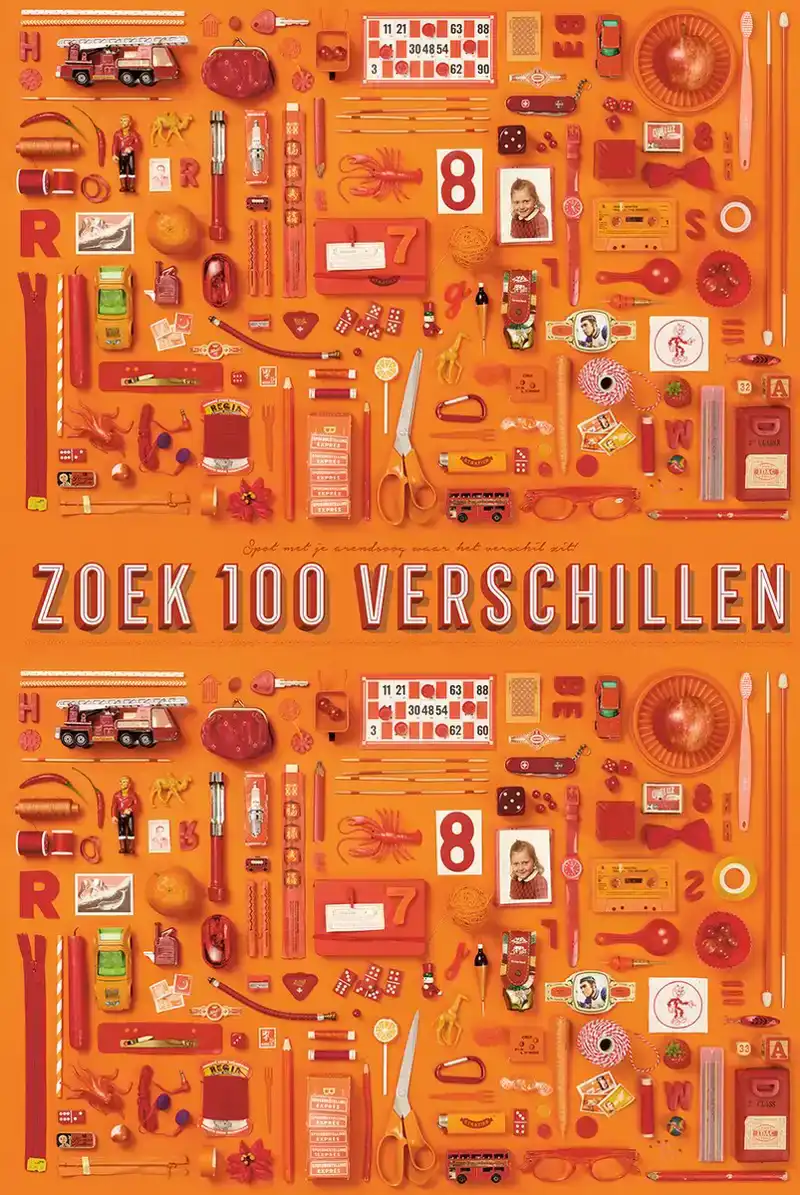 STRATIER XL SPELPOSTER - ZOEK 100 VERSCHILLEN (ORANJE)