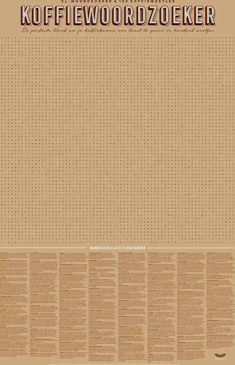 STRATIER XL SPELPOSTER - KOFFIEWOORDZOEKER - 100 WEETJES