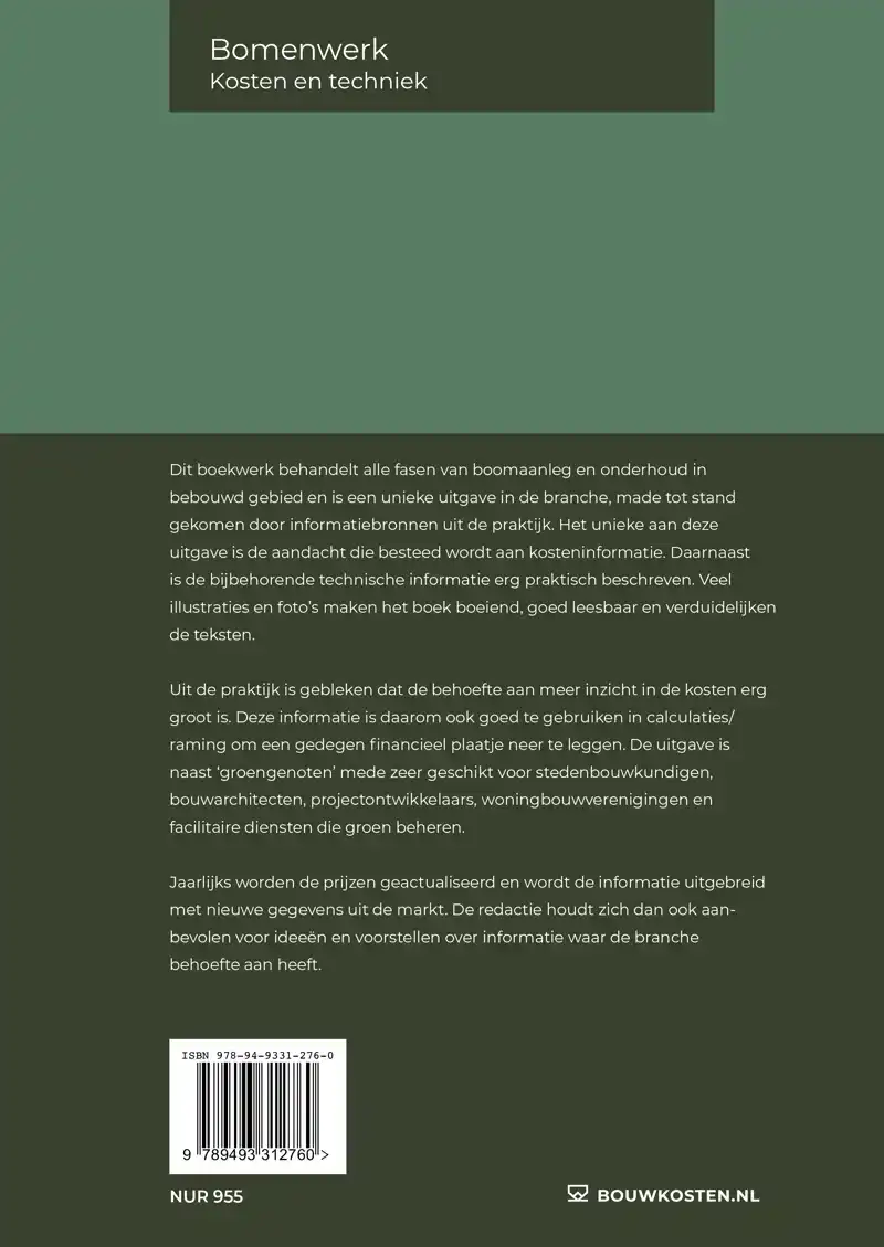 BOMENWERK, KOSTEN EN TECHNIEK