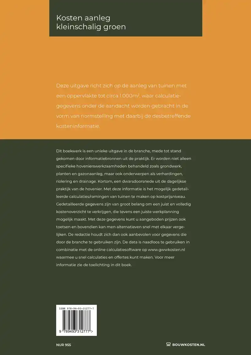 KOSTEN AANLEG KLEINSCHALIG GROEN