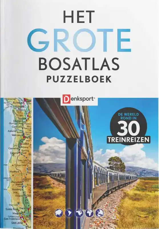DENKSPORT - HET GROTE BOSATLAS PUZZELBOEK - TREINREIZEN