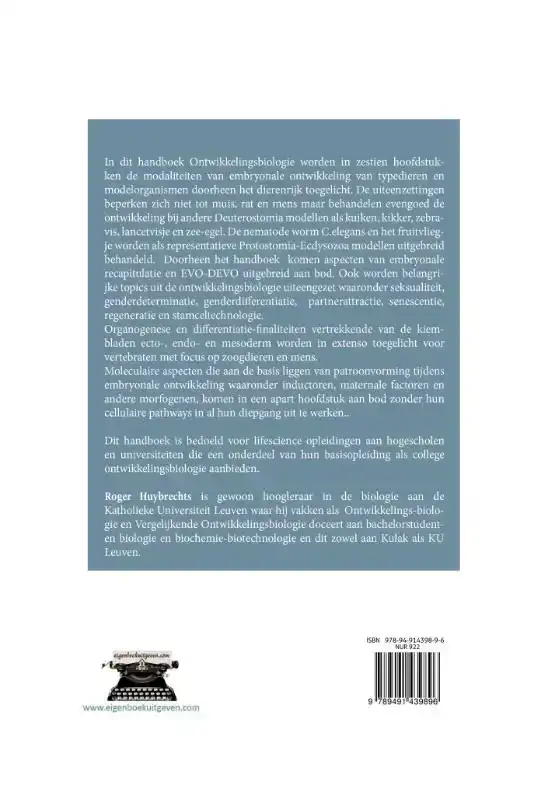 ONTWIKKELINGSBIOLOGIE VOOR BIOWETENSCHAPPEN