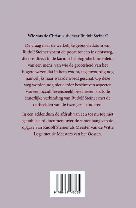 RUDOLF STEINER - MEESTER VAN DE WITTE LOGE