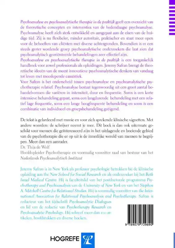 PSYCHOANALYSE EN PSYCHOANALYTISCHE THERAPIE IN DE PRAKTIJK