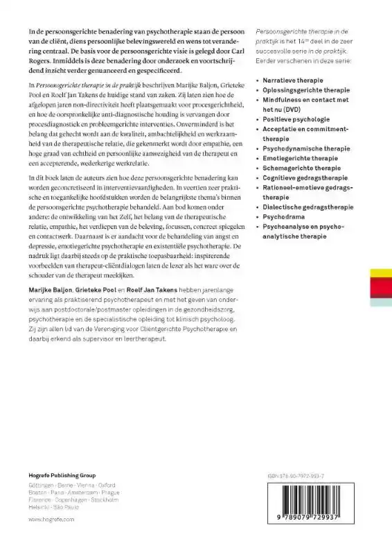 PERSOONSGERICHTE PSYCHOTHERAPIE IN DE PRAKTIJK
