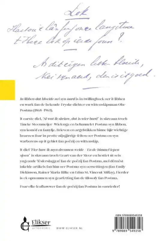 OBE POSTMA IN LIBBEN DAT BLOEIDE NEI SYN AARD