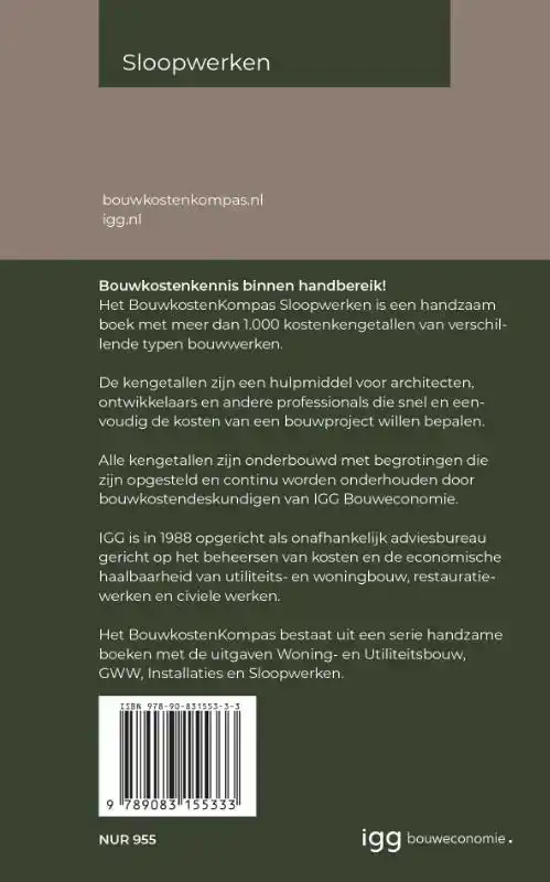 BOUWKOSTENKOMPAS SLOOPWERKEN 2022