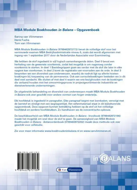MBA MODULE BOEKHOUDEN IN BALANS