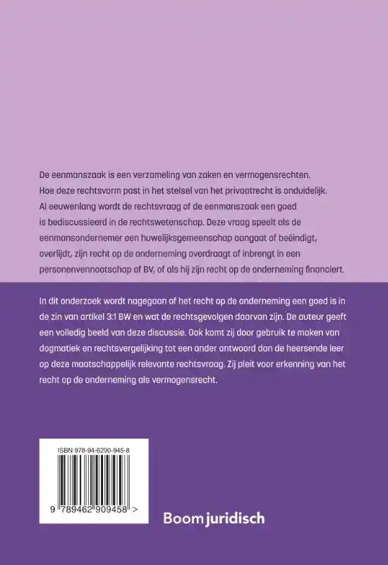 DE PLAATS VAN DE EENMANSZAAK IN HET STELSEL VAN HET PRIVAATR