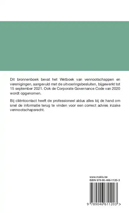 BRONNENBOEK WETBOEK VENNOOTSCHAPPEN EN VERENIGINGEN MET UITV