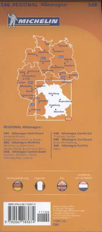 MICHELIN WEGENKAART 546 DUITSLAND ZUIDOOST - BEIEREN