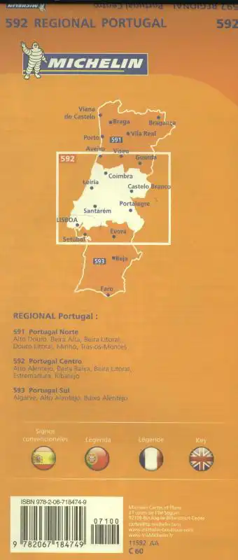 MICHELIN WEGENKAART 592 PORTUGAL MIDDEN