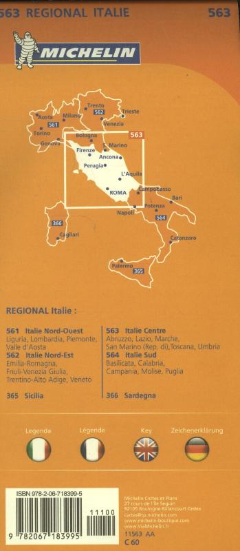 MICHELIN WEGENKAART 563 ITALIE MIDDEN