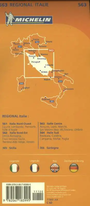 MICHELIN WEGENKAART 563 ITALIE MIDDEN