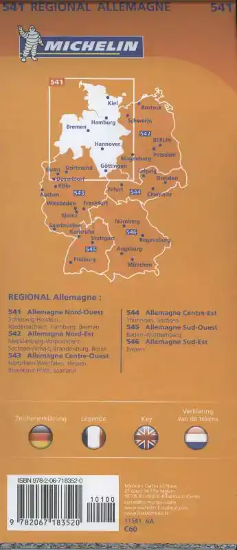 MICHELIN WEGENKAART 541 DUITSLAND NOORDWEST