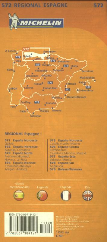MICHELIN WEGENKAART 572 SPANJE NOORDWEST - ASTURIAS, CANTABR
