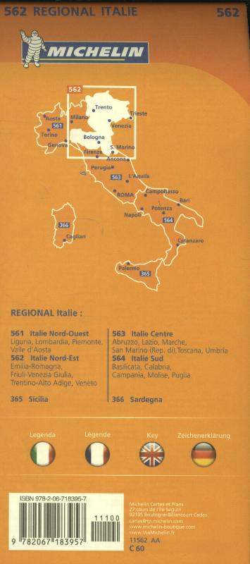 MICHELIN WEGENKAART 562 ITALIE NOORDOOST