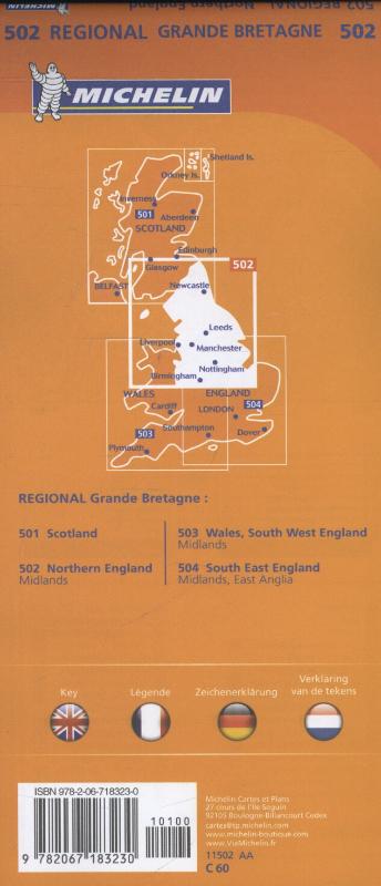 MICHELIN WEGENKAART 502 ENGELAND NOORD - MIDLANDS