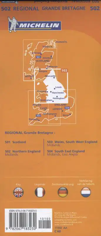MICHELIN WEGENKAART 502 ENGELAND NOORD - MIDLANDS