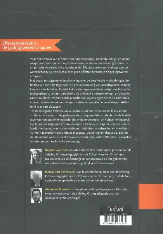 EFFECTONDERZOEK IN DE GEDRAGSWETENSCHAPPEN.