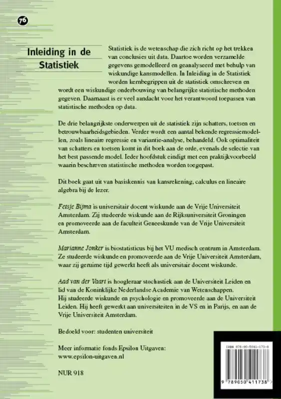 INLEIDING IN DE STATISTIEK