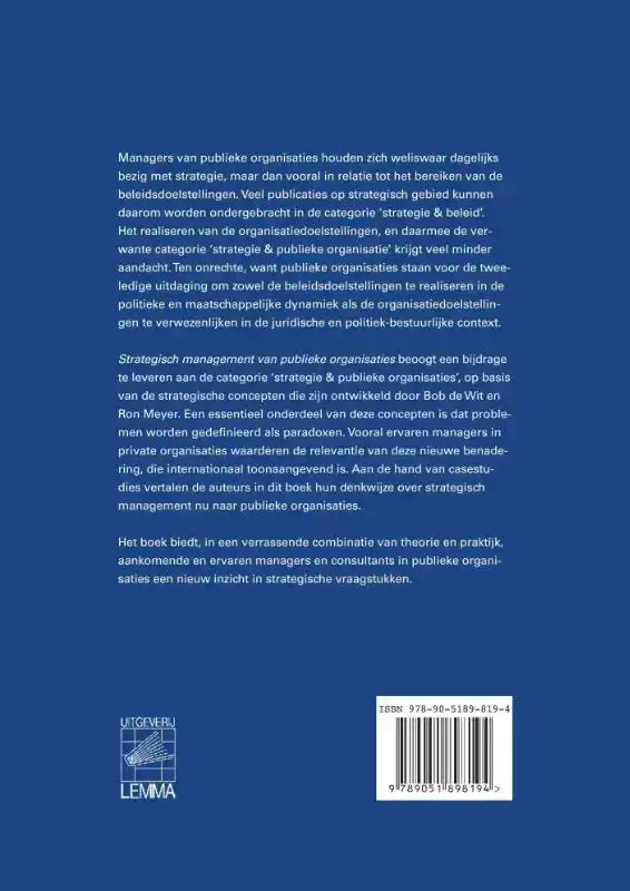 STRATEGISCH MANAGEMENT VAN PUBLIEKE ORGANISATIES