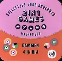 MAGNEET SPELLETJES VOOR ONDERWEG 2 IN 1 - DAMMEN EN 4 OP EEN