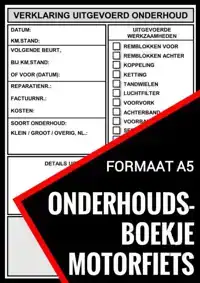 ONDERHOUDSBOEKJE MOTORFIETS - UNIVERSEEL REPARATIE BOEK