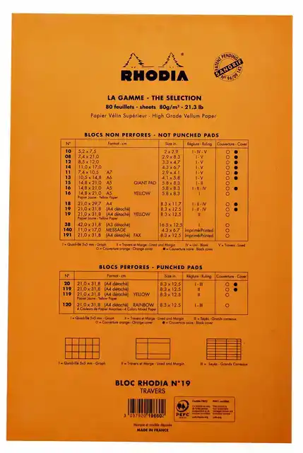 SCHRIJFBLOK RHODIA A4 LIJN 80VEL 80GR