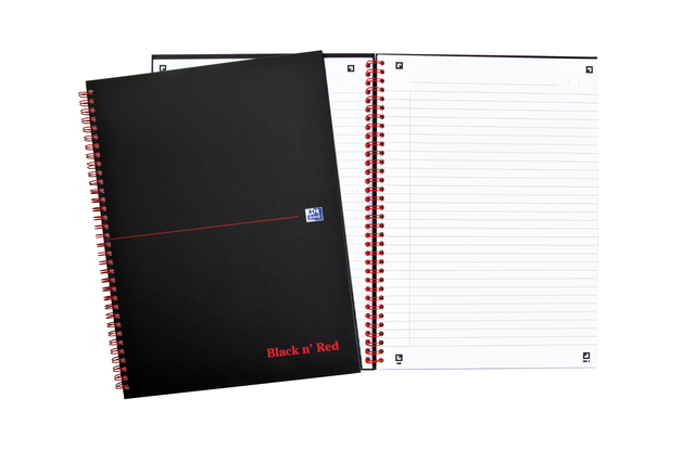 SPIRAALBLOK OXF BLACK EN RED A4 LIJN
