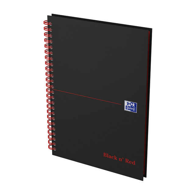 SPIRAALBLOK OXF BLACK EN RED A5 LIJN