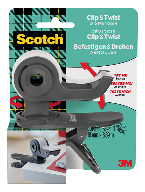 PLAKBANDHOUDER SCOTCH CLIP DGS + 1ROL