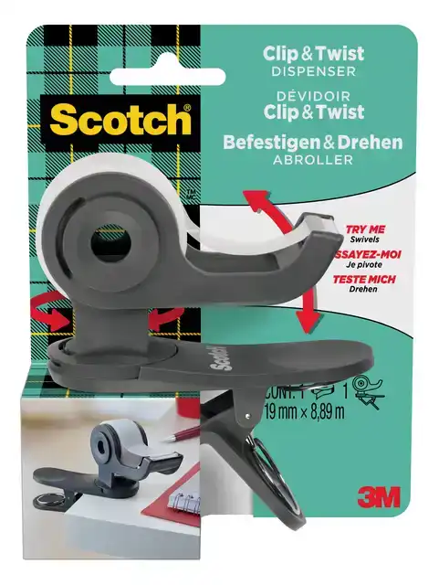 PLAKBANDHOUDER SCOTCH CLIP DGS + 1ROL