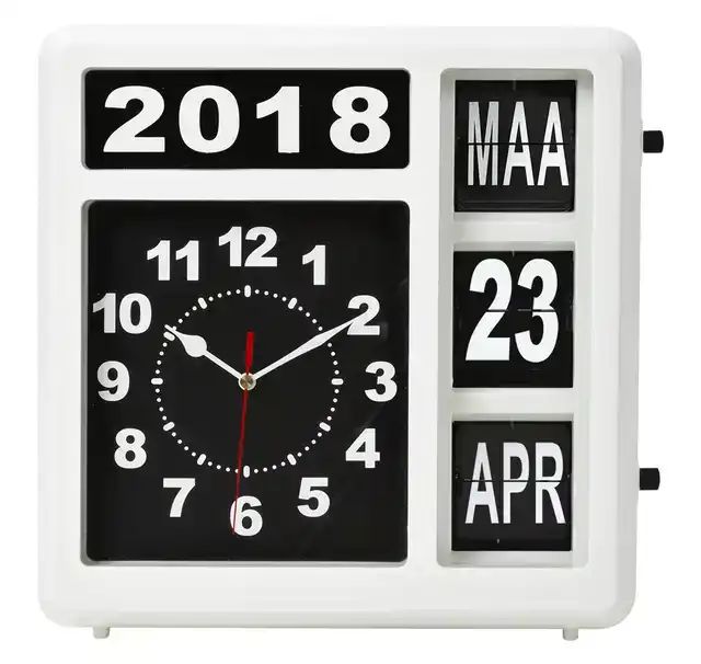WANDKLOK PEREL FLIPOVER 31CM ZWART WIT