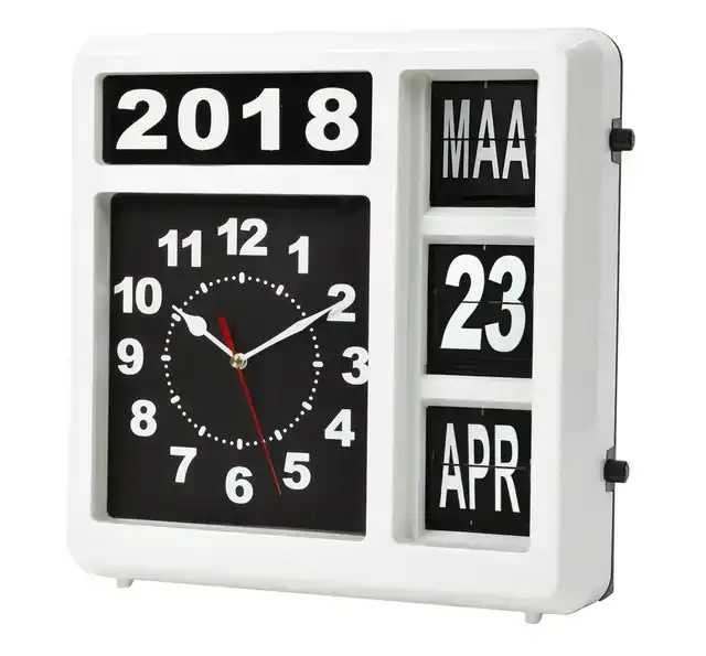 WANDKLOK PEREL FLIPOVER 31CM ZWART WIT