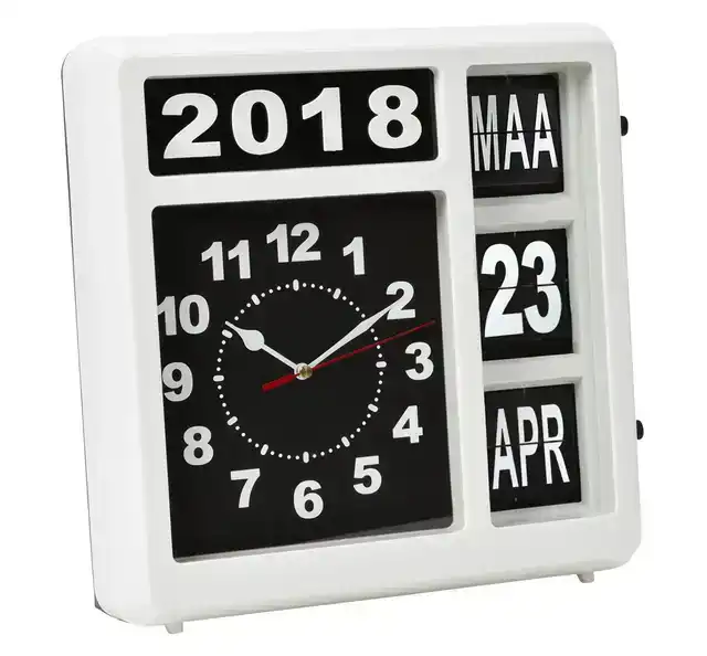 WANDKLOK PEREL FLIPOVER 31CM ZWART WIT