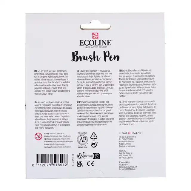 BRUSHPEN TALENS ECOLINE SET 10 STUKS