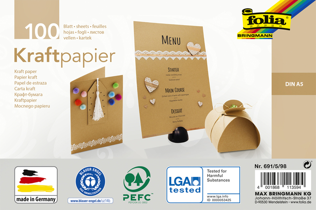 KRAFTPAPIER FOLIA A5 120GR 100 VEL