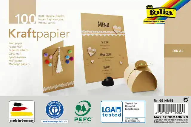 KRAFTPAPIER FOLIA A5 120GR 100 VEL