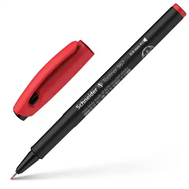 FINELINER SCHNEIDER 967 0.4MM ROOD