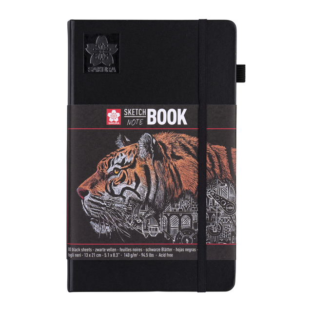 SCHETSBOEK SAKURA 80 ZWARTE VELLEN