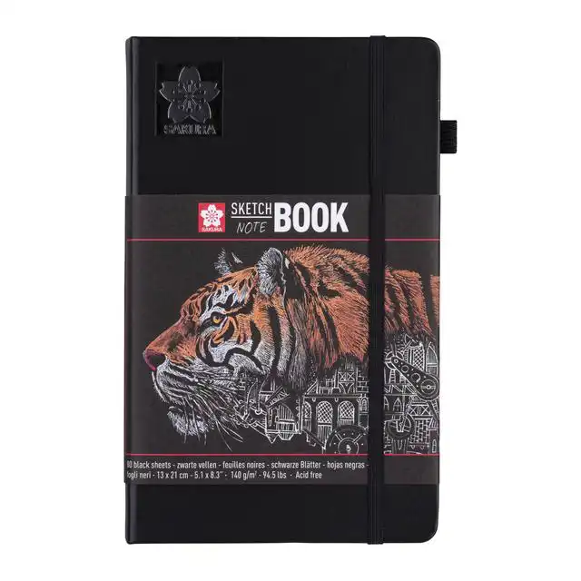 SCHETSBOEK SAKURA 80 ZWARTE VELLEN