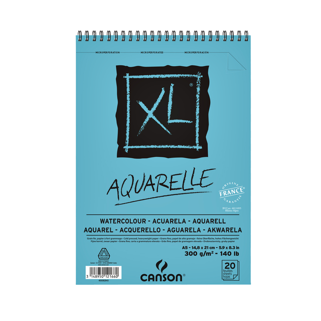 AQUARELBLOK CANSON XL A5 300GR 20V SPIR