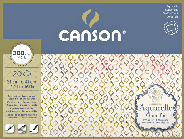 AQUARELBLOK CANSON 31X41CM 300GR 20V